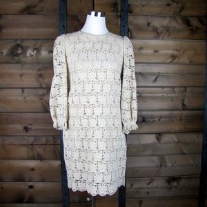 Eliza J Cream Crochet Overlay Dress - Size 10